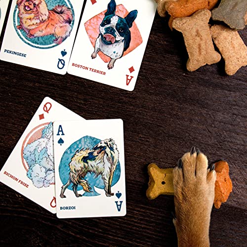 Dogs & Puppies Playing Cards - 100+ Dog & Puppy Illustrations, Two Decks Of Assorted Breeds - Pictures Of Pets For Animal Lovers - Family Games, Hobbies, & Collections - Cute Pet Themed Collectibles #TOP4