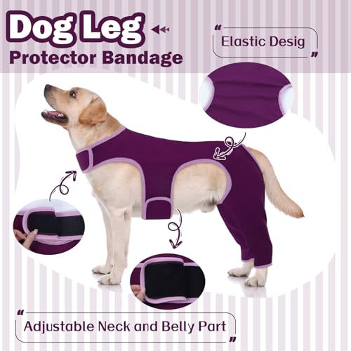 Hjyokuso Hundebody Nach Op mit Bein, Wundschutzanzüge für Hunde, Hinterbeinschutz, Anti-Wundlecken Body, E-Kragen Alternative, Hundeschenkel Schutz Bodysuit