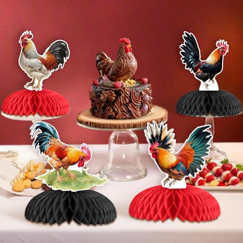Centros de mesa de panal de gallo con base tridimensional para fiestas 2