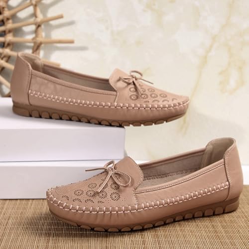 Women's Daisy Hollow Out Ballet Flats Shallow Mouth Slip On PU Leather Flats Shoes Casual Stitch Office Driving Flats2