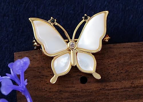 Image of Alilang Sparkling Zircon Seashell Butterfly Brooch Pin With Crystal Rhinestones For Wedding Party
