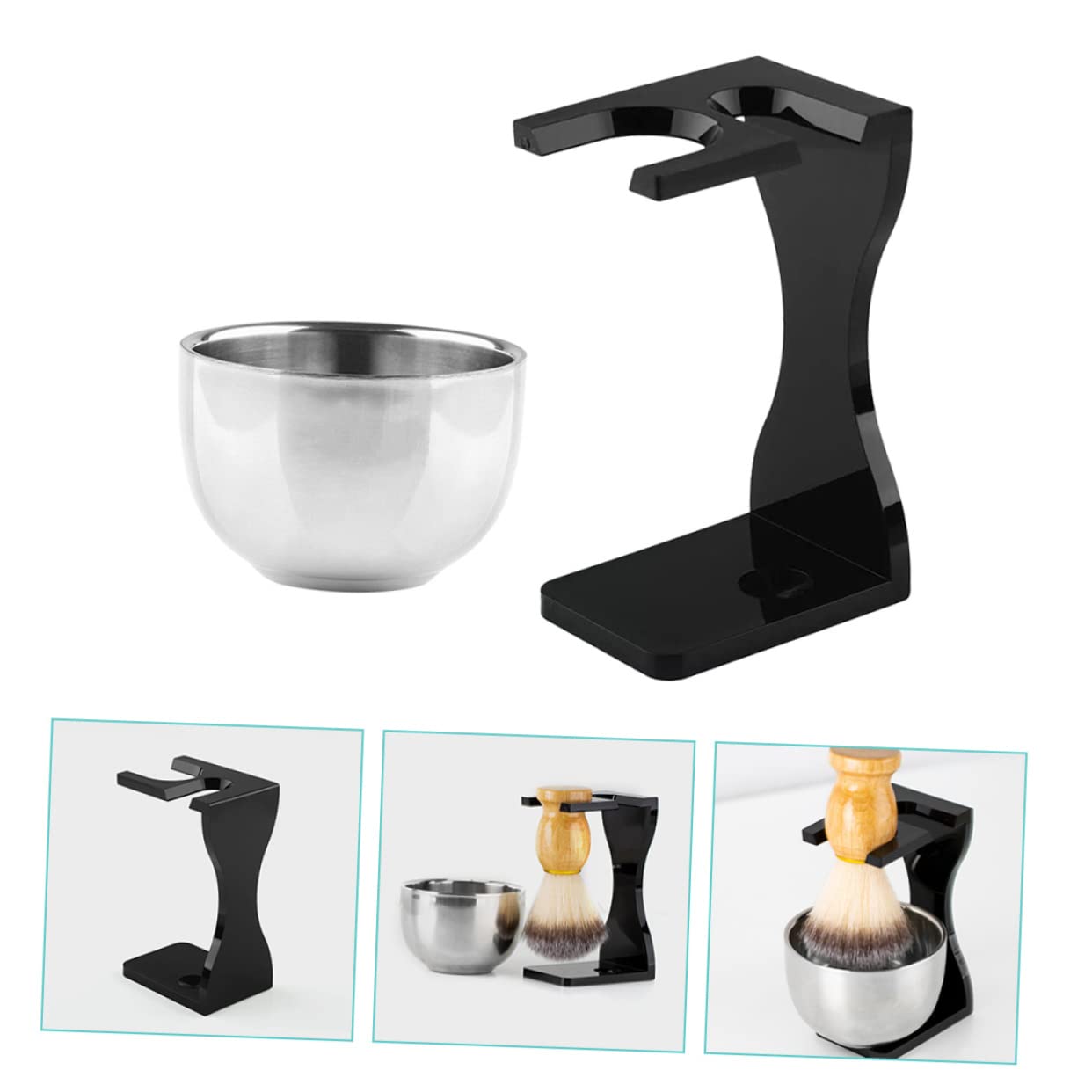 MUSISALY Beard Set Shaving Cup and Stand Acrylic Razor Stand Fathers Day Shaver