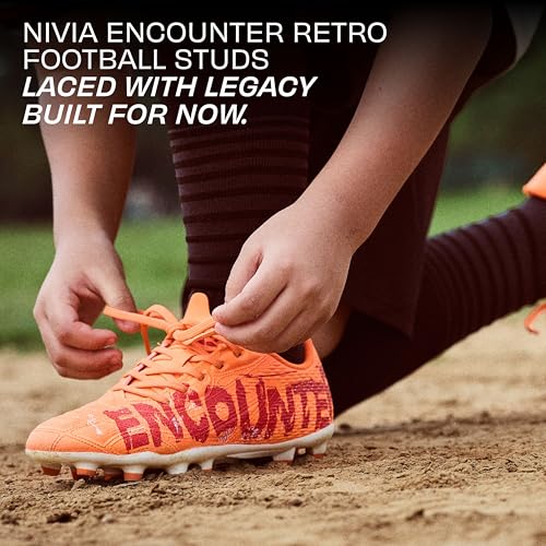 Image of Nivia Encounter Retro Football Studs for Men, 3D Embossed TPU Upper, High Shear TPU Sole, Excellent Grip & Stability, Ideal for Soft & Hard Grassy Ground Surfaces