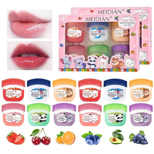 Somnr 12 Pack Flavoured Lip Balm Set for Girls & Kids, Organic Lip Balm Multipack for Dry, Chapped Lips, Moisturising and Nourishing Lip Repair Balms for Daily Use
