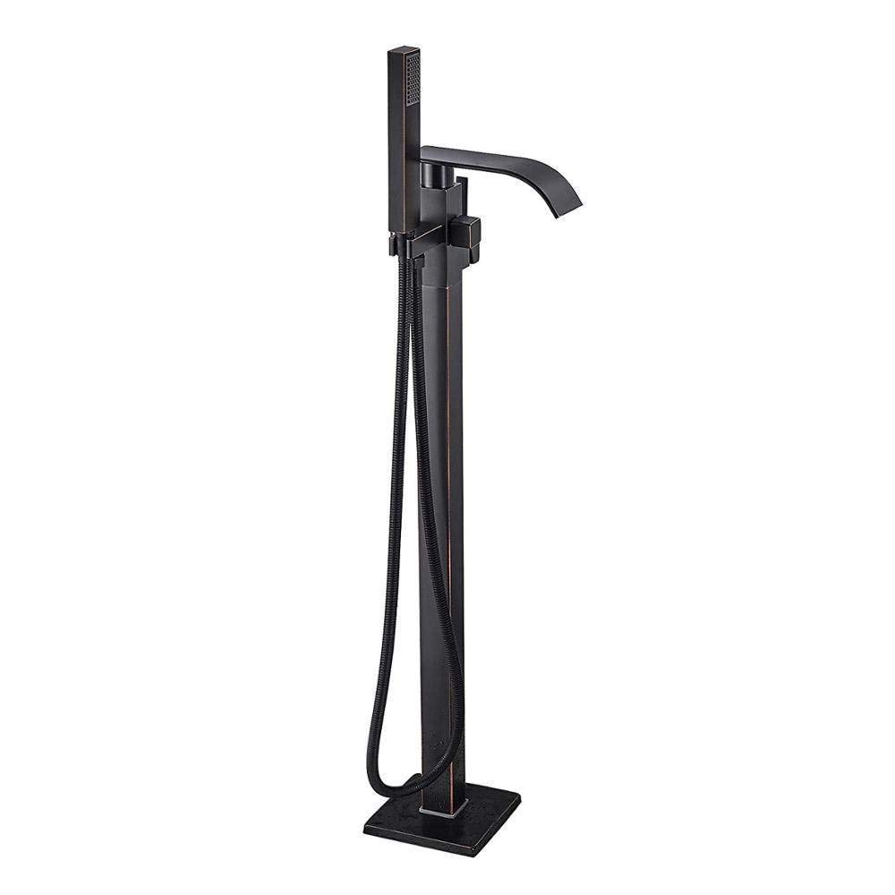 SnamicE Faucet Bathtub Faucet Waterfall Bath Shower Faucet Black Bronze Floor Mounted Bathtub Mixer Faucet with Handshower Freestanding Clawfoot Tub Sink Tap,Brushed Nickel,