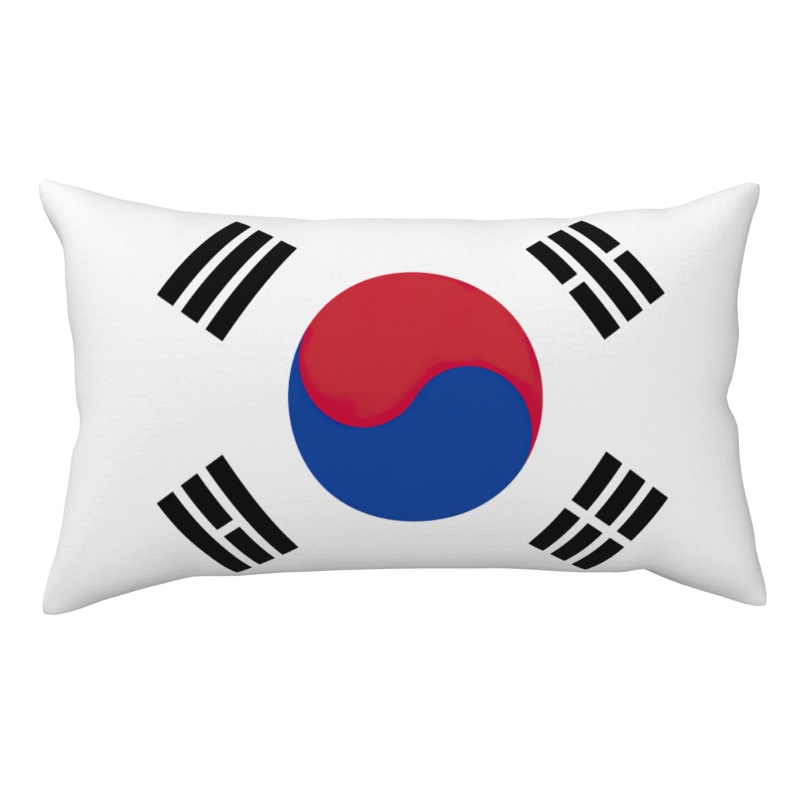 Flag of Republic of Korea Double Sided Fluffy Pillow Cover 20x36 Printed Soft Plush Decorative Case for Sofa Living Room