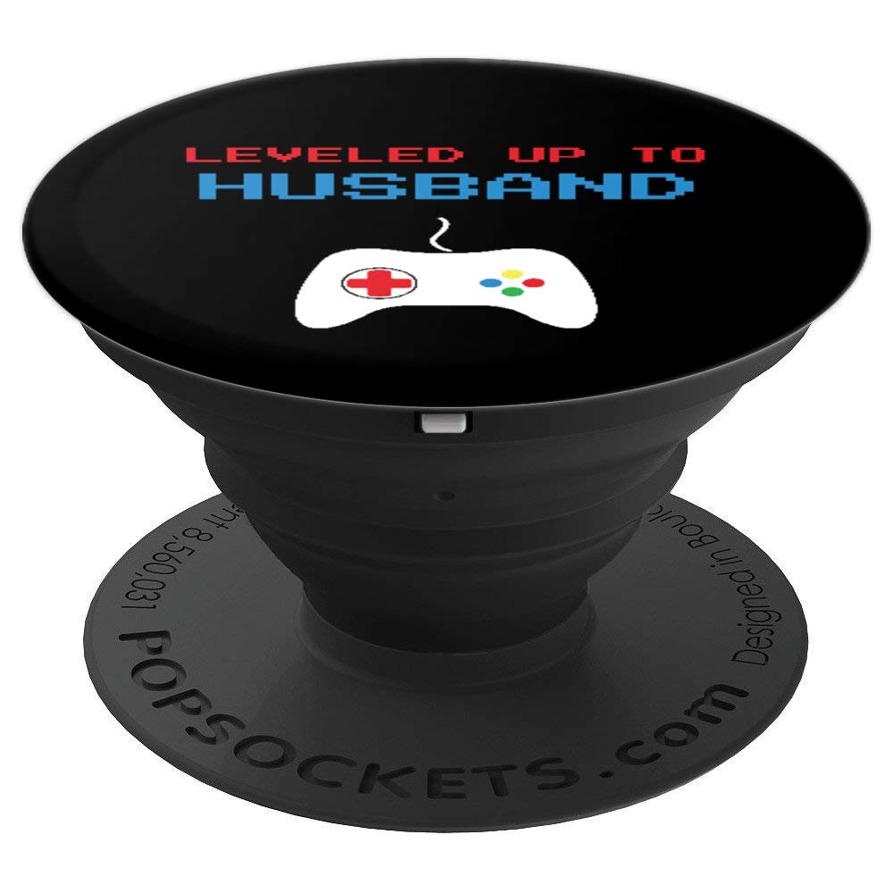 Leveled Up To Husband Funny Marriage Wedding Gift Pop Socket PopSockets PopGrip: Swappable Grip for Phones & Tablets