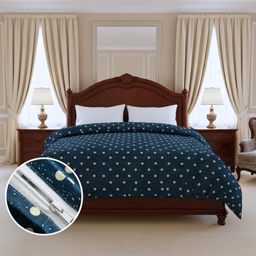 Image of BELVOSTUM280 TC Luxurious Glace Cotton Duvet Cover /Comforter Cover /AC Quilt Cover King Size /Dohar /90 X100 Inches - (Blue.)