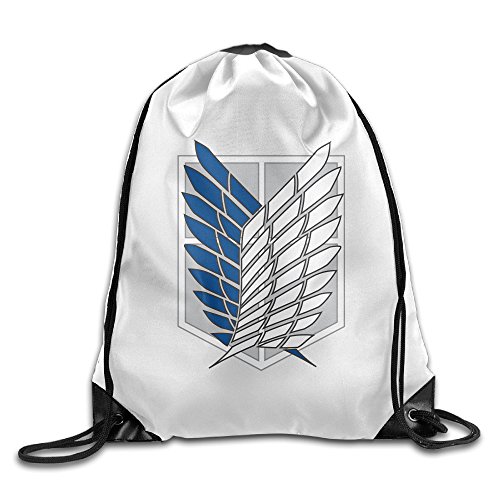 Mochila tipo bolsa con cordón de Attack Titan Corps   Talla única  Blanco