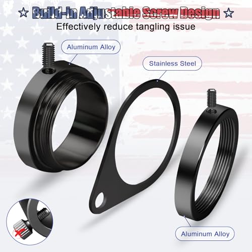 REERON Flag Pole Rings Clips, 1 Inch Flag Pole Spinners, 360° Anti-Wrap Spinning Flag Pole Swivels Ring, 1\" Aluminum Alloy Rotating Flag Mounting Rings with Carabiners for 0.75-1.0\" Diameter Flagpole - Thumbnail 5