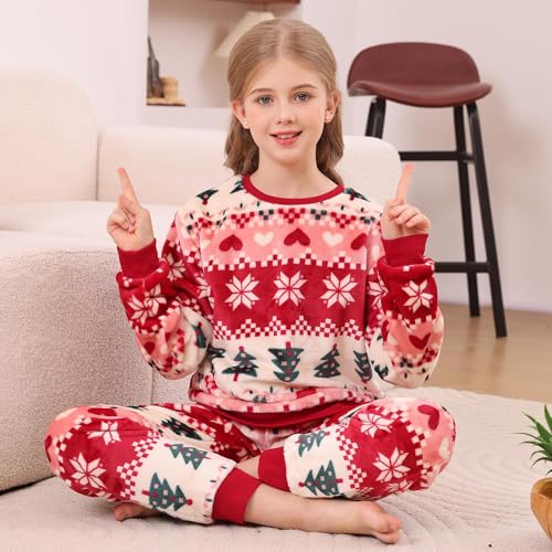 V.&GRIN Girls Fleece Pajamas, Soft Cozy Pullover Sweatshirt Pants Set for Kids 7-16 Years4