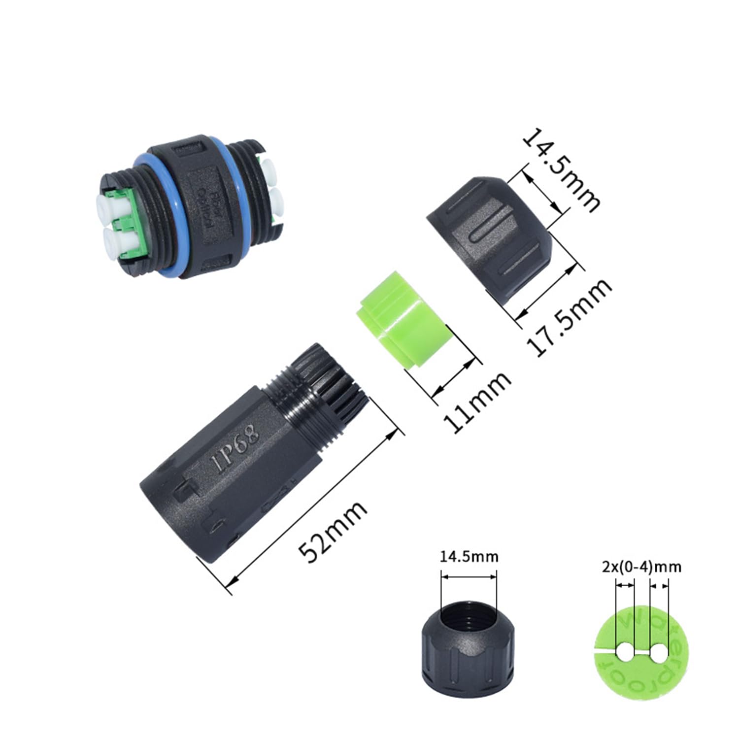 Connecteur étanche en fibre optique LC, rallonge de câble à fibre optique LC, coupleur de câble de fibre optique LC vers LC IP68 (2 pièces femelles)