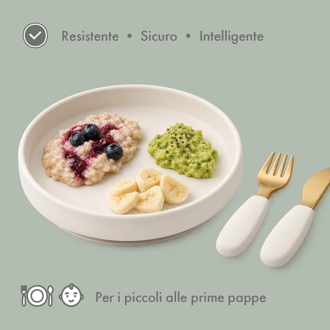 Elodie Details Set Pappa Piatto Silicone Bambini Ventosa Posate, Rosy Bow