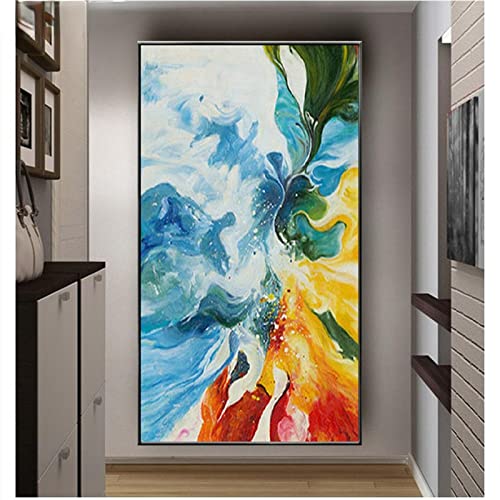 Toile murale abstraite bloc de couleur KEBIA 70x140 cm art moderne de salon sans cadre