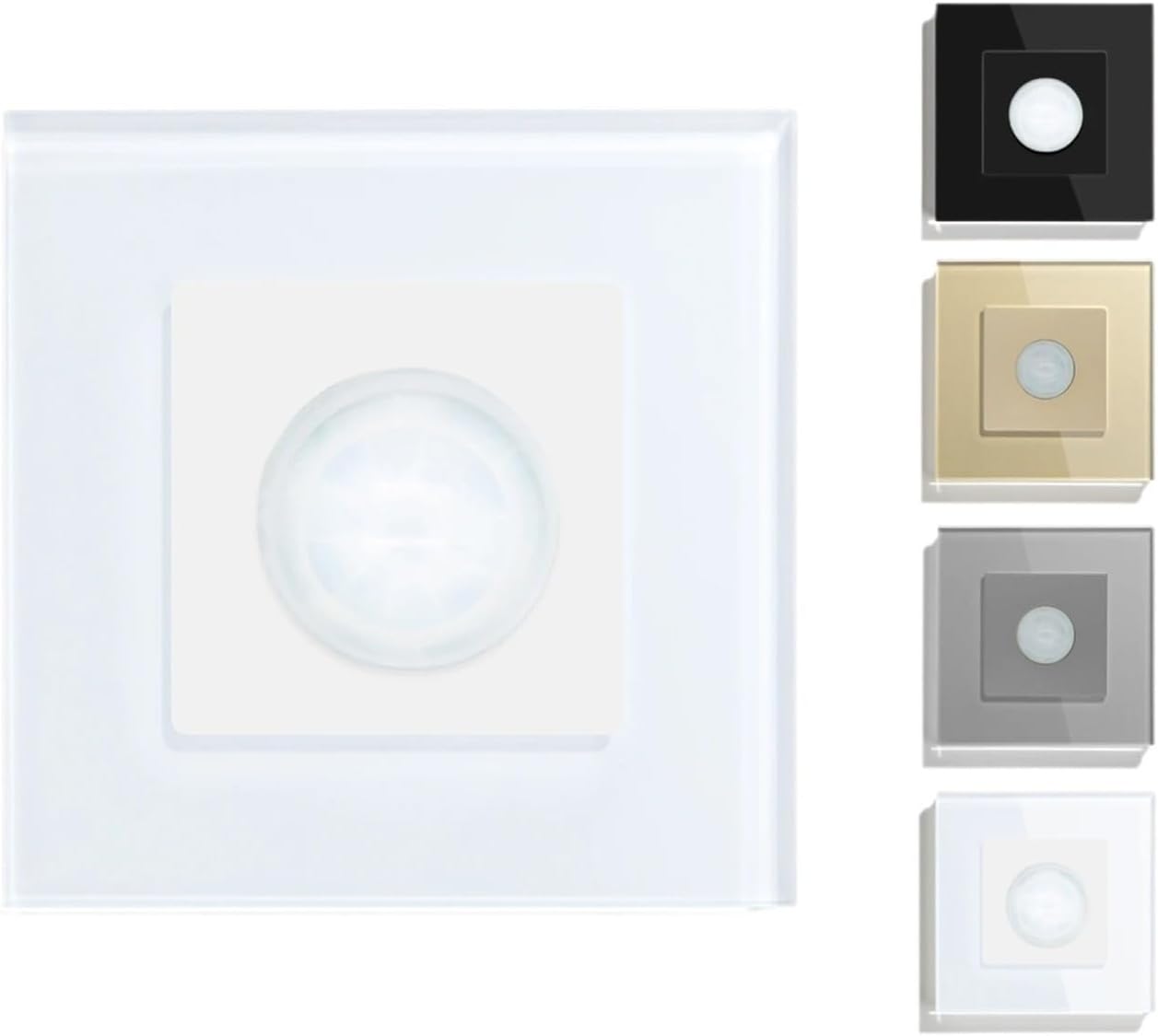 PIR Infrared Motion Body Sensor Switch Motion Sensor Glass Mechanical Wall Mounted Switches EU Standard LED Light Switches(White)
