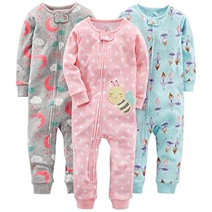 Simple Joys by Carter’s Toddlers and Baby Girls’ Snug-Fit Footless Cotton Pajamas, Pack of 3