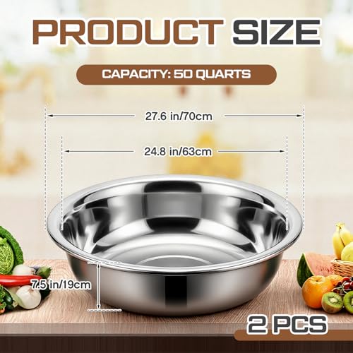 Juego de 2 tazones mezcladores grandes acero inox 50 qt miniatura 2