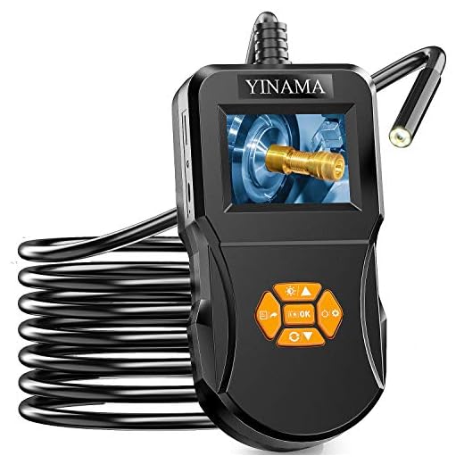 Industrial Endoscope,YINAMA Digital Inspection Camera Unique 2.4 inch HD IPS Screen 8 LEDs Borescope IP67 Waterproof Snake Tube with 8G SD Card (16.4FT)