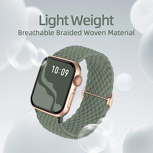 Image of 4 Pack Braided Stretchy Bands Compatible with Apple Watch 40mm 41mm 38mm 42mm 44mm 45mm 46mm 49mm Women Men, Breathable Nylon Elastic Daily Use Straps for iWatch Series 11 /10 9 8 7 6 5 4 3 SE /Ultra 2