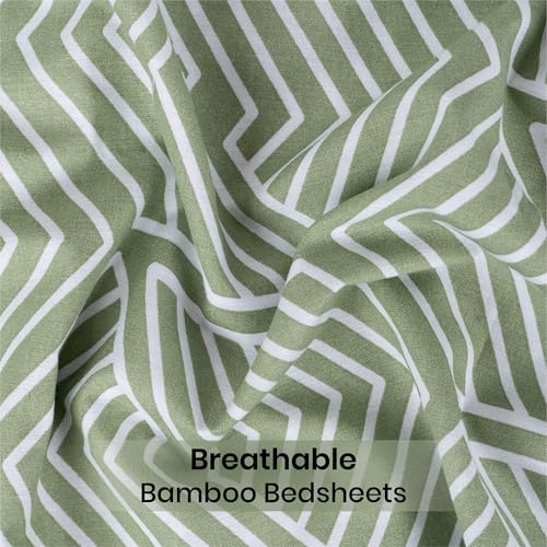 Image of Mush Aura Collection 300 TC Bamboo Bedsheets King Size with Pillow Case | Cooling & Breathable Bedsheets King-Size, Ultra Soft Bamboo Bed Sheet Set for Kingsize Bed (Sage Green)