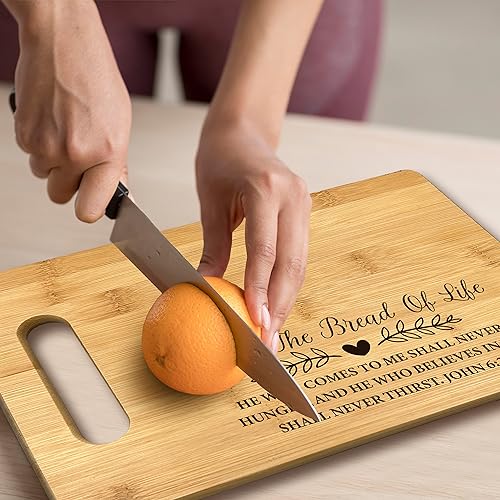 Tabla de cortar de bambú rectangular con asa miniatura 5
