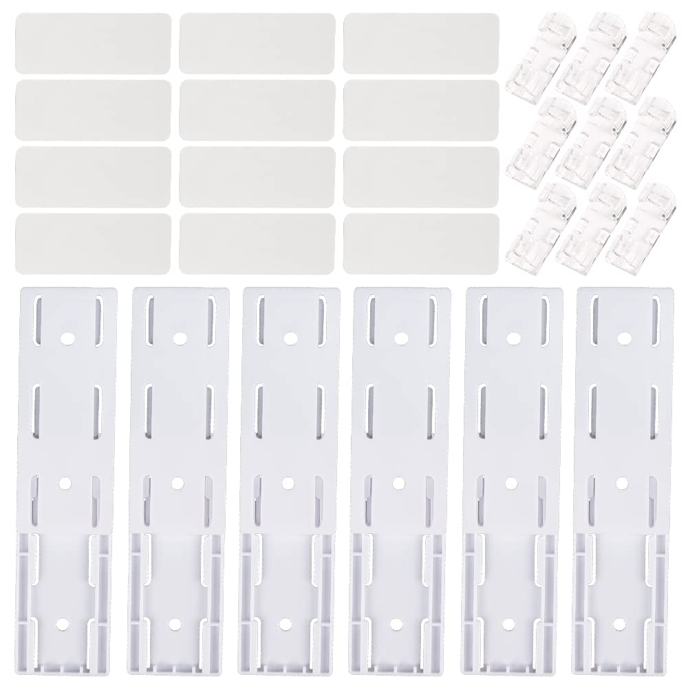 SOEWIOU Power Strip Holder, 6 Pieces Non-Perforated Power Board Holder for Wall Mounting, Socket Fixer Holder Stand with 16 Pieces, Power Board Holder for WLAN Router, Computer, Kitchen, Home