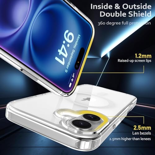 Image of Elzzi Clear Transparent Magsafe Cover for iPhone 17 Case (Compatible with Mag-Safe) Non Yellowing Non Slippery Shockproof Phone Case