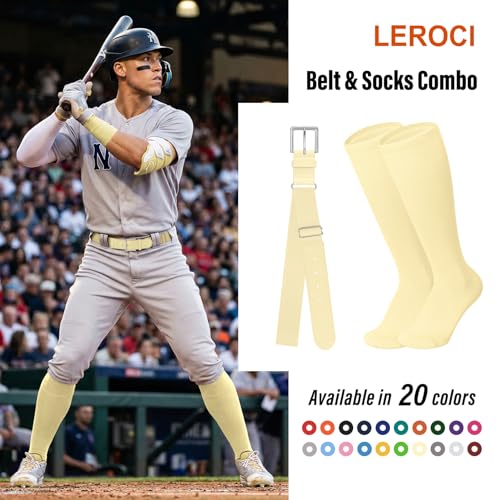 Image of Baseball Belt and Baseball Socks Combo Set for Youth and Adult Available in 20 Colors