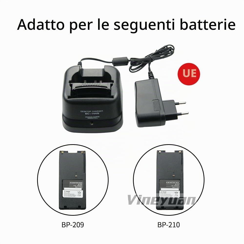 BC-144N Caricabatterie Caricabatterie da Scrivania per Icom IC-A6 IC-A24 IC-F4GT IC-F30GT IC-F11 Caricabatterie Rapido Radio Bidirezionale
