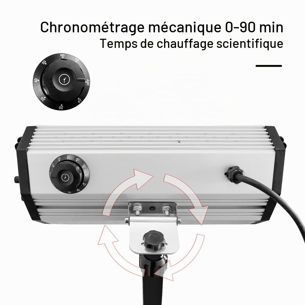 DATOUBOSS 2000W Lampe de Séchage de Peinture Infrarouge de Cuisson, Lampe de polymérisation de Peinture Infrarouge à Ondes Courtes réparation de carrosserie avec support et un timing intelligent