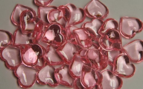 192 Translucent Pink Acrylic Hearts for Vase Fillers, Table Scatter, or Decoration