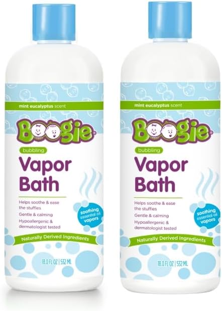 Boogie Kids Botanical Bubble Bath, Soothing Vapor, Made with Natual Essential Oils, Mint Eucalyptus, 18 oz (Pack of 2)