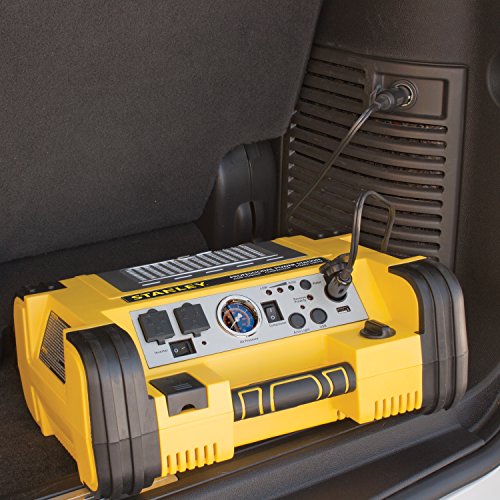 STANLEY PPRH5 Professional Power Station Jump Starter: 1000 Peak/500 Instant Amps, 500W Inverter, 120 PSI Air Compressor, Battery Clamps