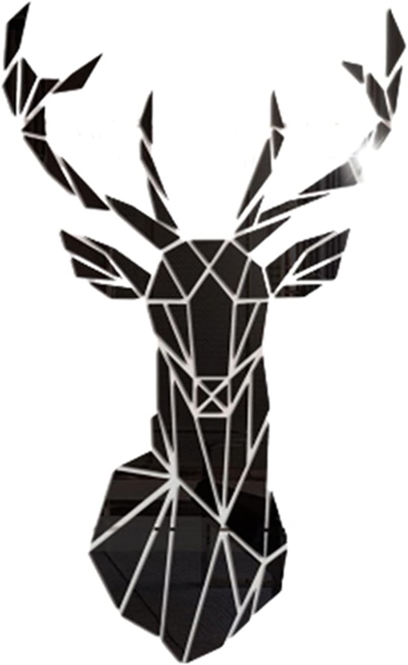 Mirror Tile Wall Sticker 3D Deer Head Mirror Wall Sticker