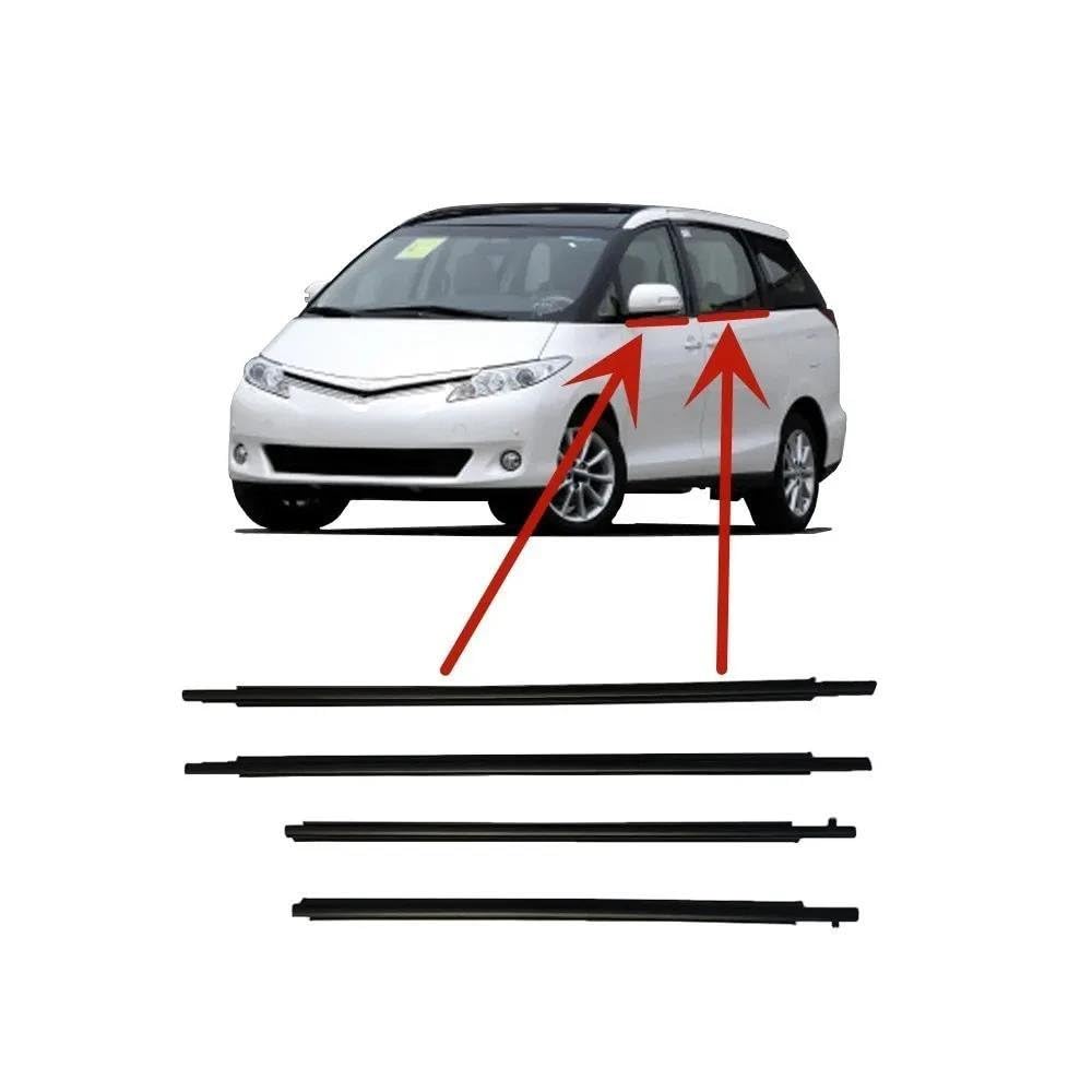 Striscia Tenuta Portiera 4 Pezzi Finestrini Esterni Per Toyota Per Previa ACR50 2006-2019 68164-28040 Protezione In Vetro Guarnizione In Vetro Esterno Laminato Guarnizioni