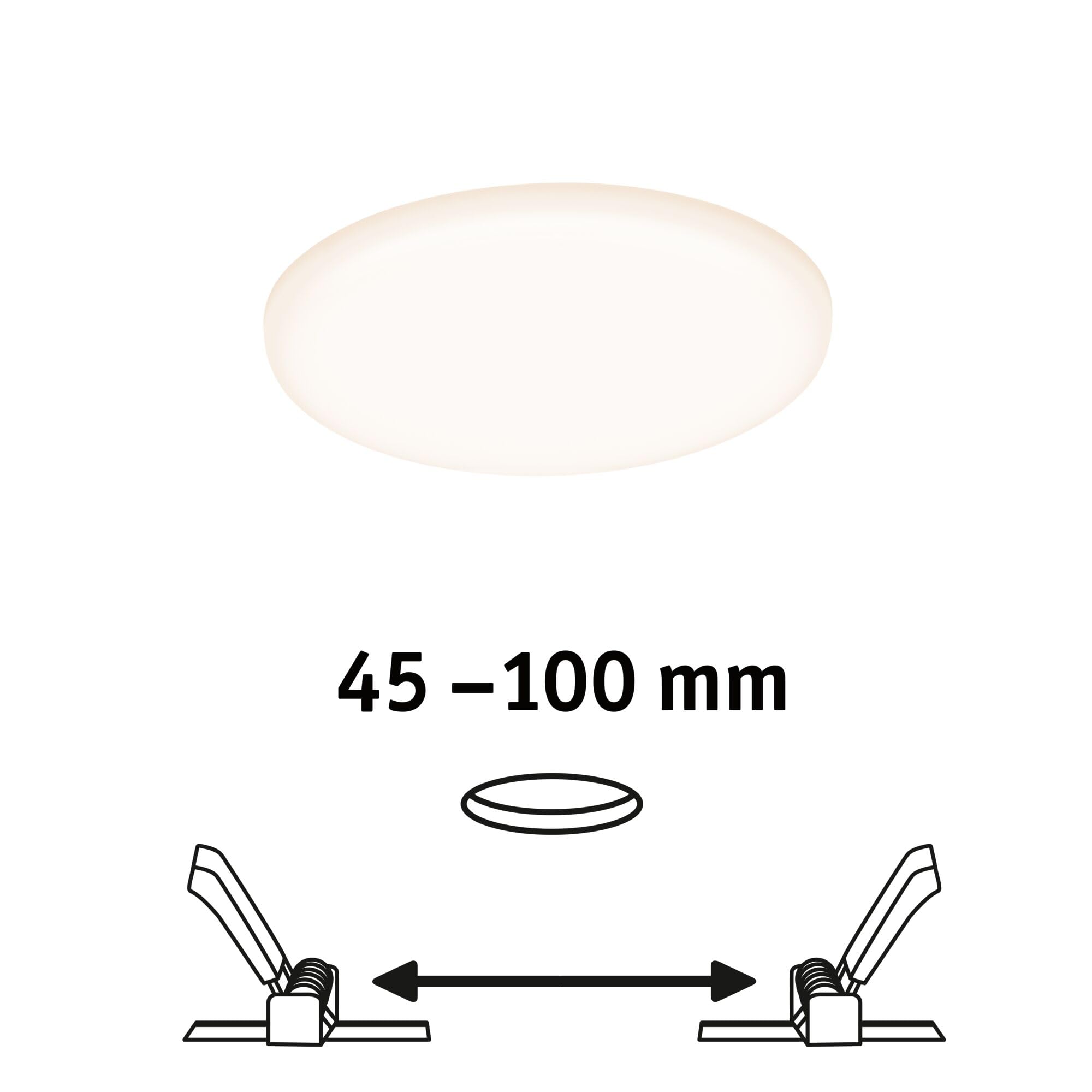 Paulmann 92388 Panel LED, oprawa do zabudowy Veluna VariFit, IP44 125mm okrągła, w kompl. oprawa sufitowa 1x8,5 W satynowa tworzywo sztuczne 3000 K