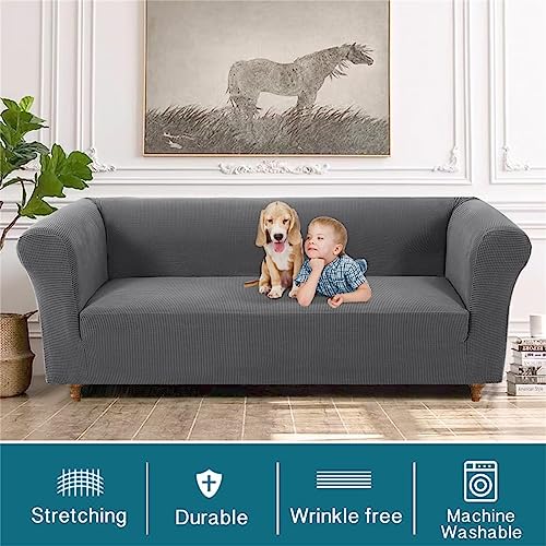 BXFUL Stretch Chesterfield Sofa Cover 1 Piece Couch Cover for Living Room Soft Non-Slip Sofa Slipcover Furniture Protector for Dogs Feature Thick Jacquard Fabric (Sofa,Grey) - Image 3