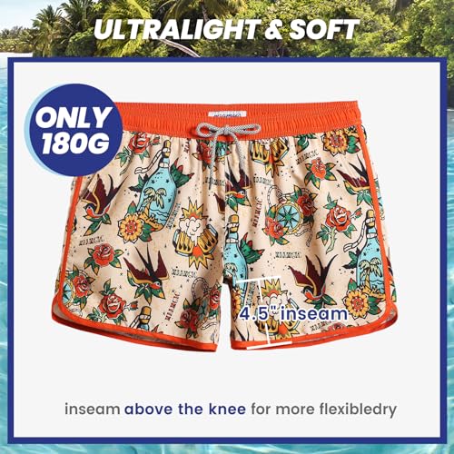Image of maamgic Mens Boys Short 80s 90s Vintage Swim Trunks with Mesh Lining Quick Dry Swim Suits Board Shorts