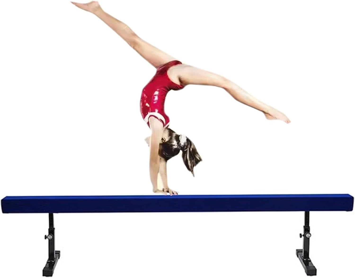 YXXSDP Adjustable Gymnastics Balance Beam, Professional Home Training Floor Beam/Gymnastics Equipment, High and Low Suede Cover Walking Beams, for School Gym Club(Brown,2.1m/6.9ft Long)