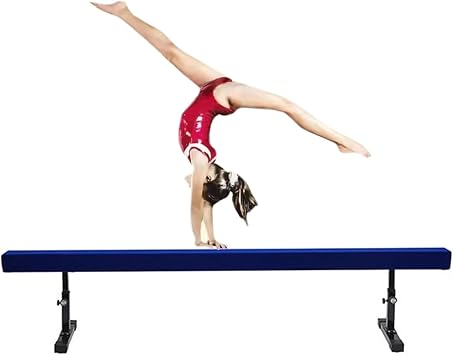 YXXSDP Adjustable Gymnastics Balance Beam, Professional Home Training Floor Beam/Gymnastics Equipment, High and Low Suede Cover Walking Beams, for School Gym ClubBlue,2.1m/6.9ft Long