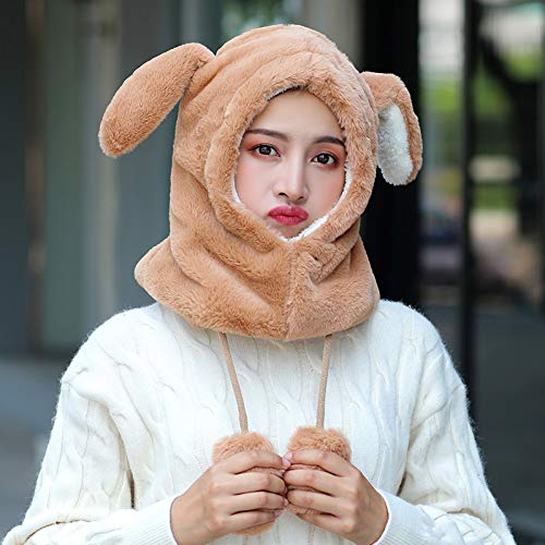 Bonnet tricoté oreilles de lapin se déplacent pour femme hiver