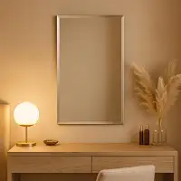 Espelho Adesivo Premium Acrílico Retangular 40x90cm, Antioxidante, Com Bisotê, Para Banheiro, Quarto, Seguro E Fácil De Instalar, Marca VARENZIA