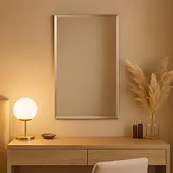 Espelho Adesivo Premium Acrílico Retangular 40x90cm, Antioxidante, Com Bisotê, Para Banheiro, Quarto, Seguro E Fácil De Instalar, Marca VARENZIA