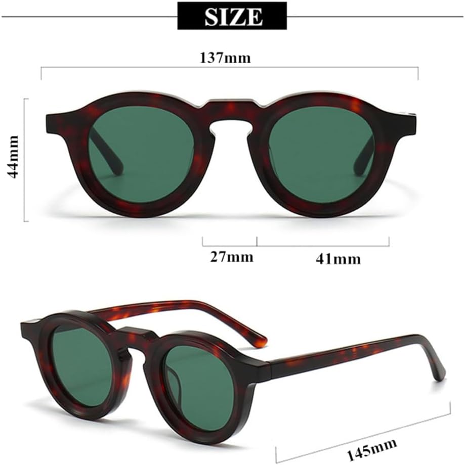 Acetate Thick Frame Sunglasses for Men Women Vintage Retro Round Sunglass Outdoor UV400 Sun Glasses Eyewear