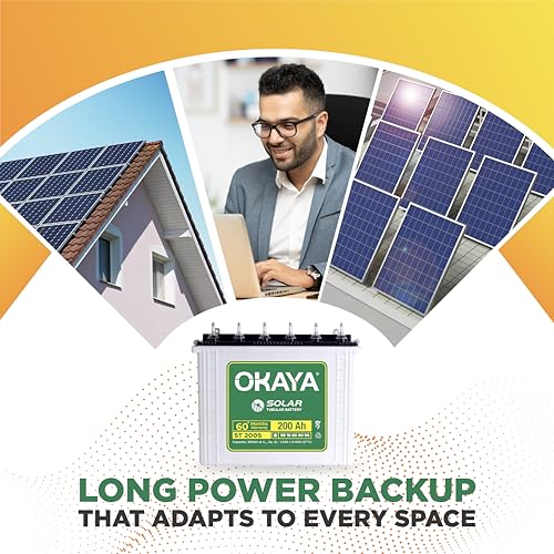 Image of Okaya Solar ST 200S, 200Ah Tubular Solar Battery for Home, Office & Shop with 60 Months Warranty