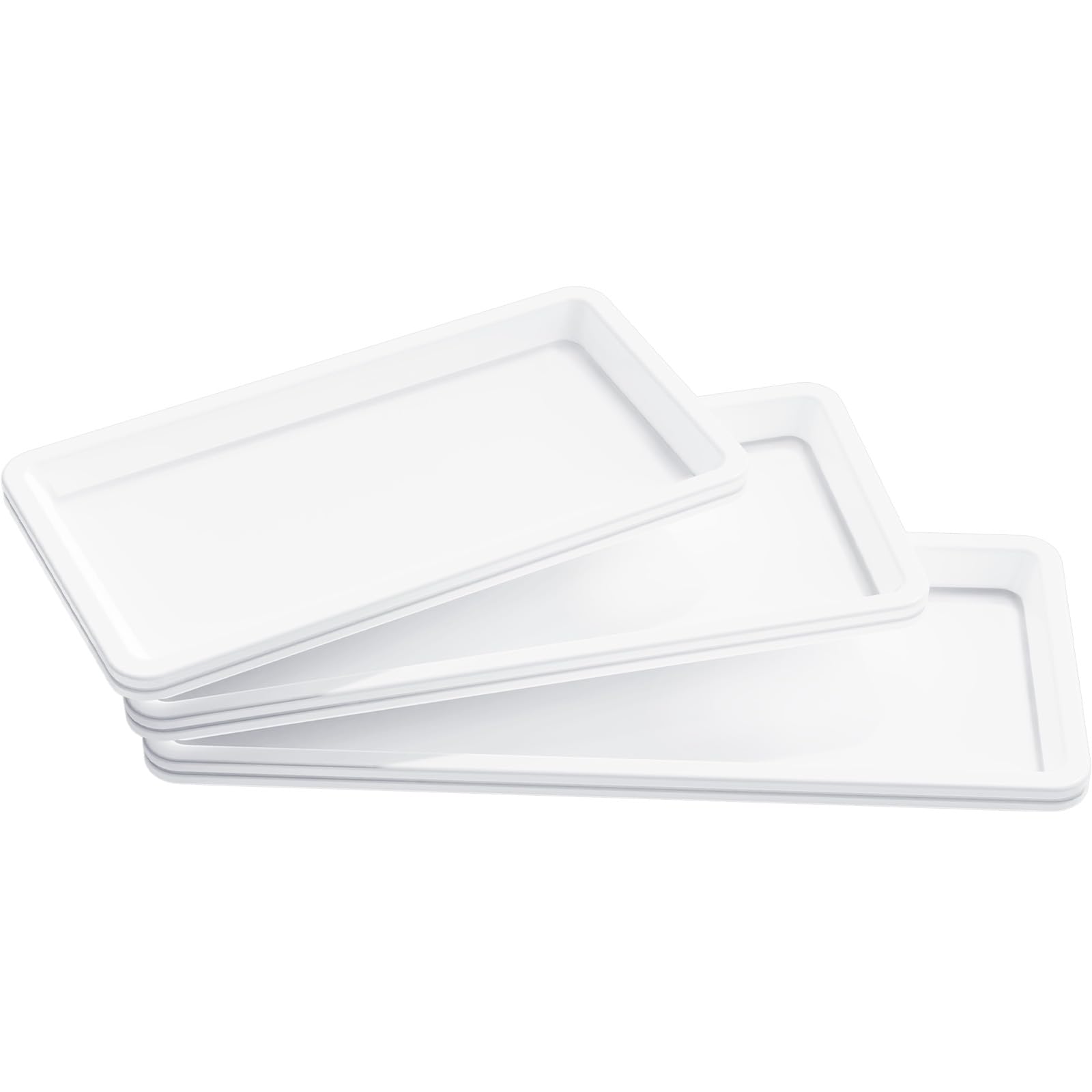 Lifewit Large Plastic Serving Tray Set for Party Supplies, 16/14/12 inch Platters for Serving Food, 6 PCS White Reusable Tray for Veggie, Snack, Fruit, Cookies, Dessert in Kitchen/Pantry Organization