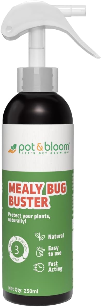 Pot and Bloom Mealy Bug Buster Spray 250 ML | Natural Germs and Fungus Killer for Plants| No Harmful Chemicals| Indoor & Outdoor Plants| Ready to Use|Helps in Plant Growth