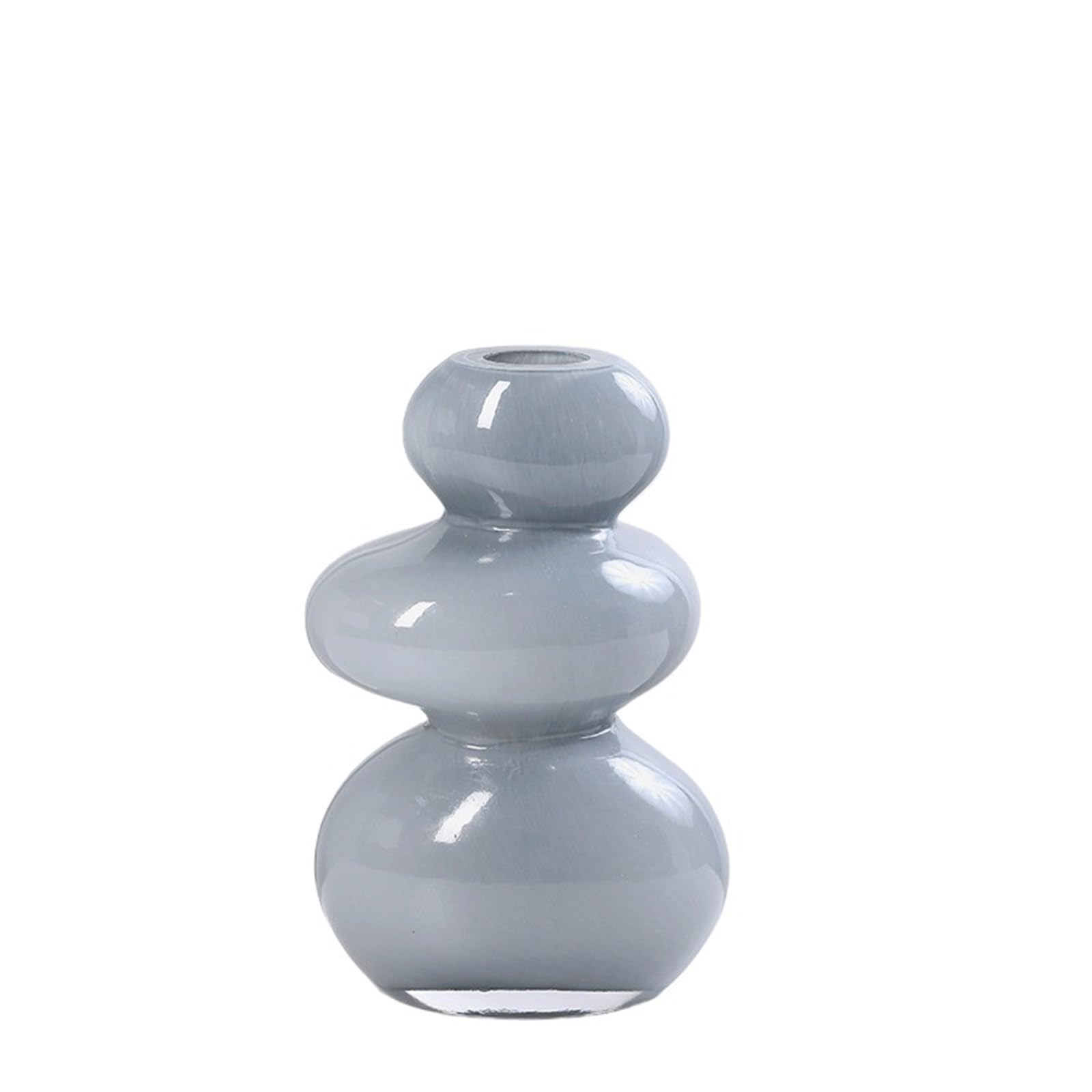 Pebble Shape Geometric Stacking Glass Vase Flower Arrangement Accessories Terrarium Home Decoration For Living Room, Office, Wedding(GREY)