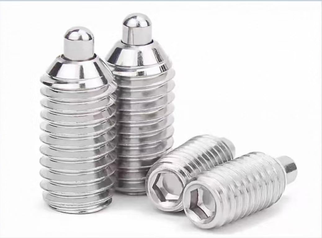 Pasador telescópico de resorte M4-M12 con cabeza de columna de acero inoxidable, tornillo de fijación del émbolo de bola, émbolo de indexación con punta de acero o caucho(M12*40*5*5.5,All steel 2pcs)