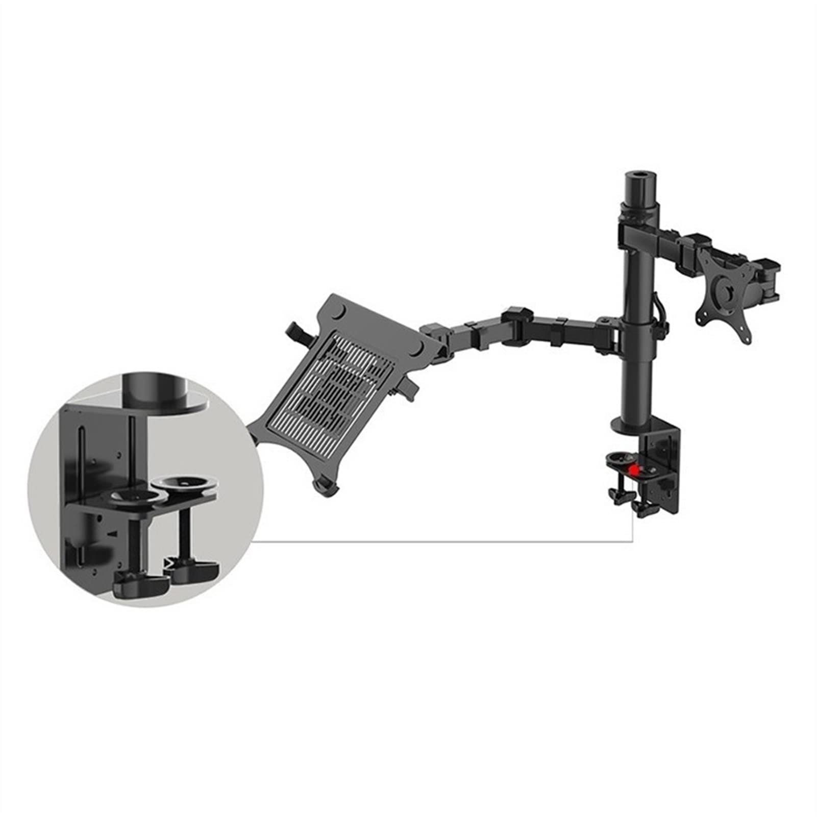 Supporto per Monitor per Laptop e Monitor a Doppio Braccio per impieghi gravosi, Bracci Regolabili in Altezza a Movimento Completo, Monta Laptop da 11-15,6" e Monitor da